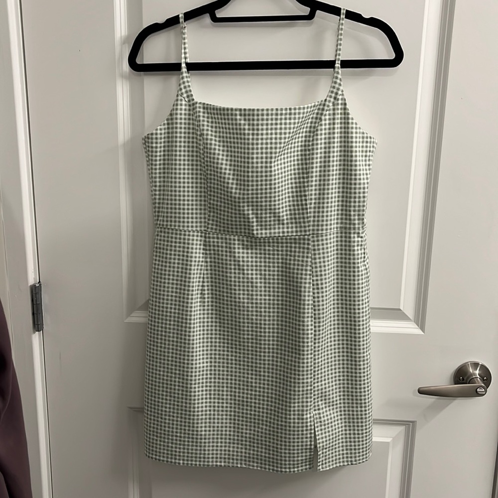 Gingham green mini dress